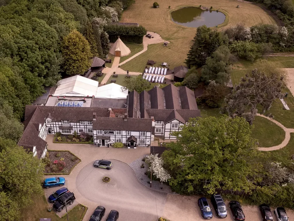 Aerial view of hotel grounds